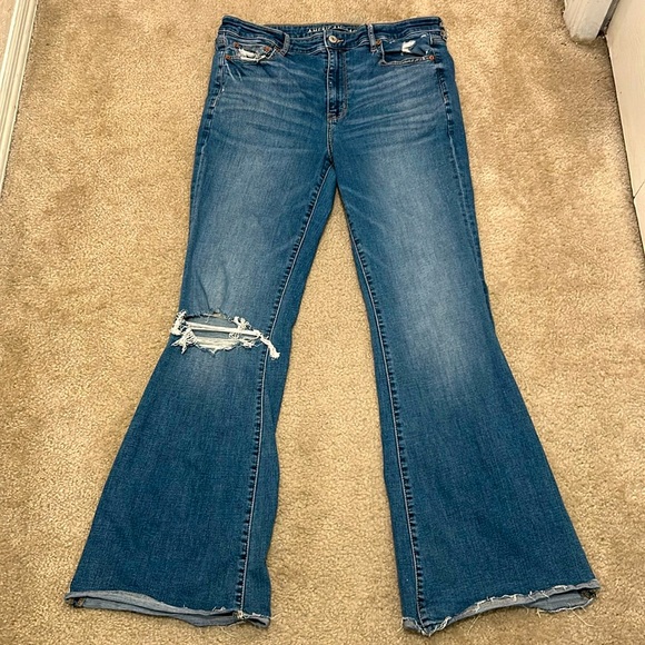 American Eagle Outfitters Denim - American Eagle Outfitters - Distressed Super Hi-Rise Flare Jeans